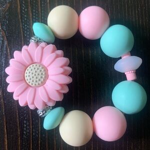 Pink and Mint Flower Bead bracelet for Stanley cups or any cup w a handle